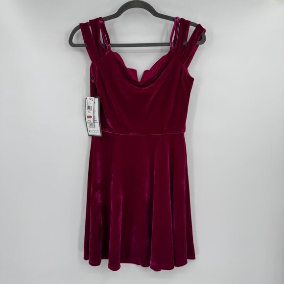 BCX Junior Velvet PinkCocktail Party Mini Dress Cold Shoulder Small NWT - Picture 6 of 11
